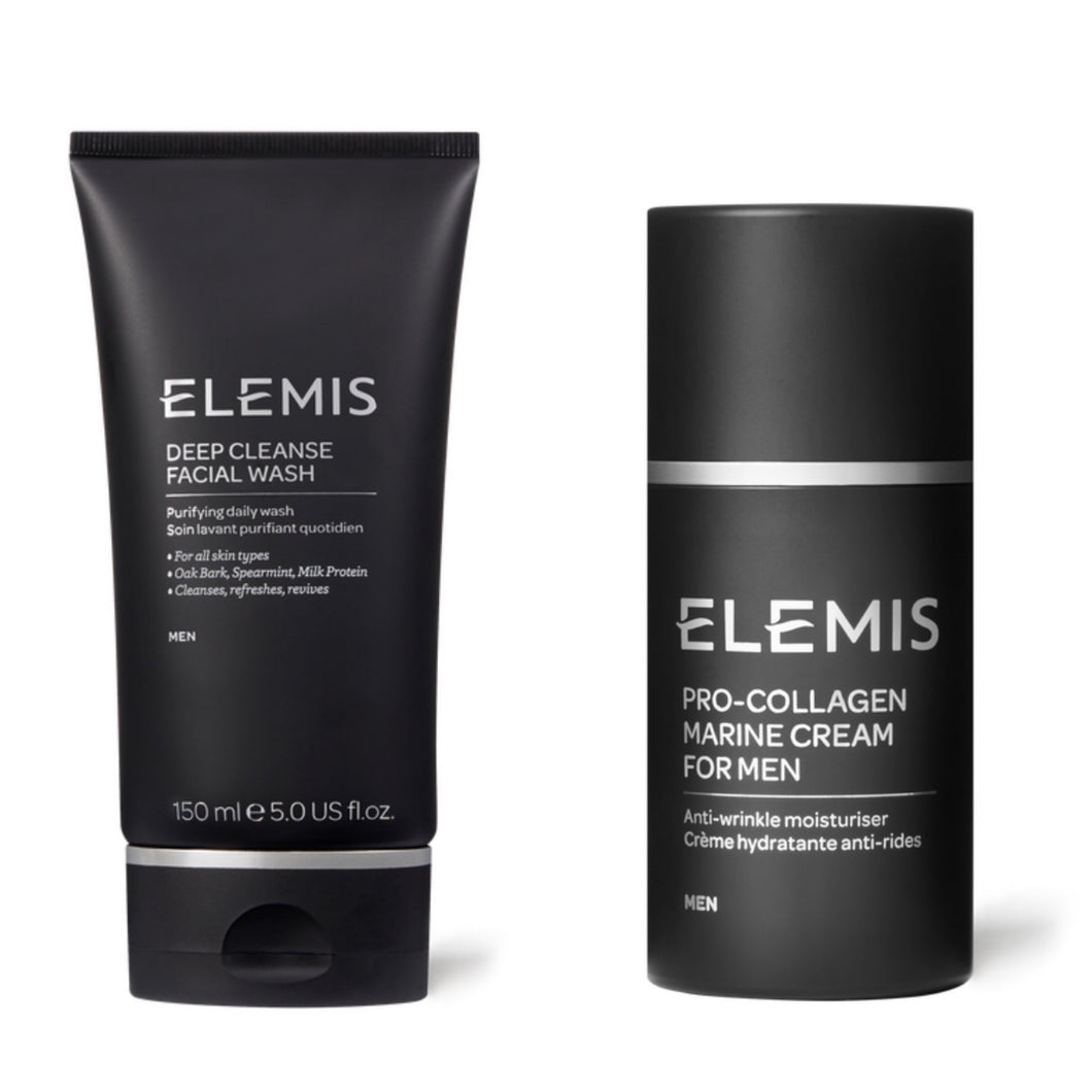 Mens ELEMIS Deep Cleansing Facial Wash 150ml & ELEMIS Pro-Collagen Marine Cream 50ml